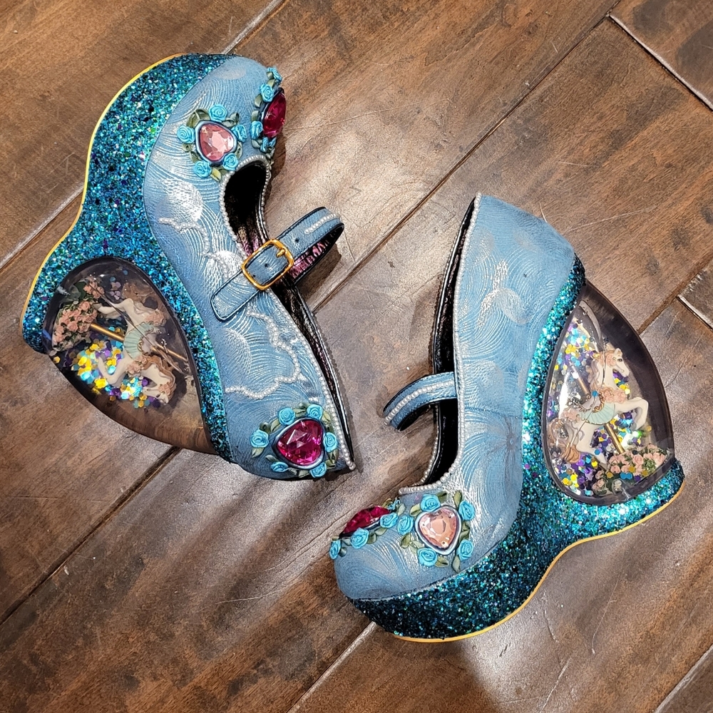 NWT Host Pickπ₯³ Irregular Choice Carousel π Carol Sell Glitter Snow Globe Heels - Picture 4 of 16